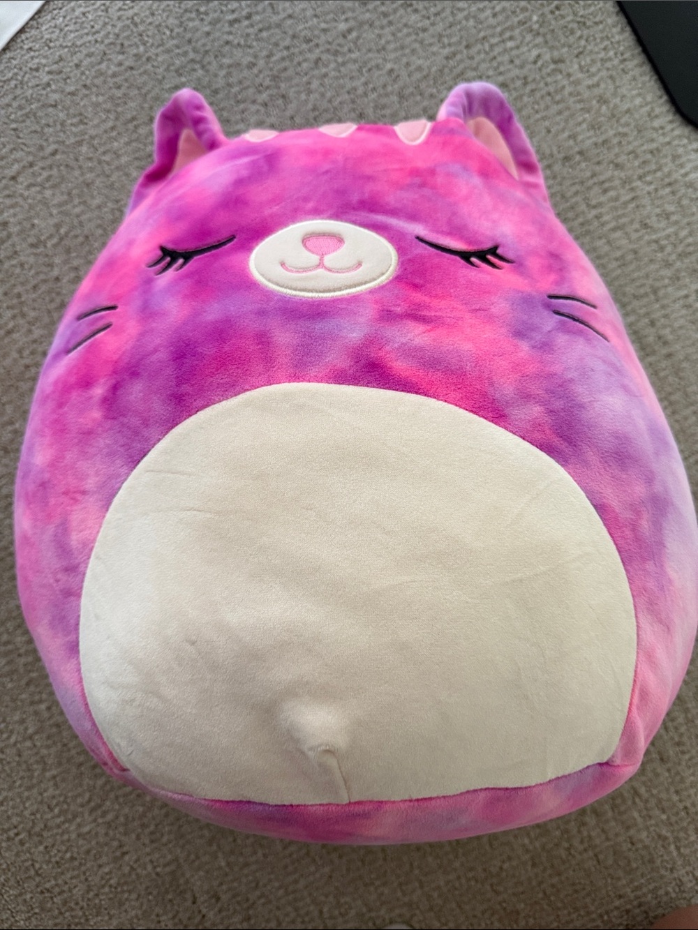 Squishmallows Pink & Purple Plush Cat Pet Cushion with Cream Belly